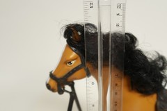 Unknown Horse Plastic Toy Action Figure 11″ Tall Tan Brown with Black Saddle