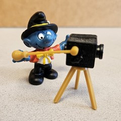 Vintage 1980s Schleich Peyo SMURFS Photographer Smurf with Camera Figure