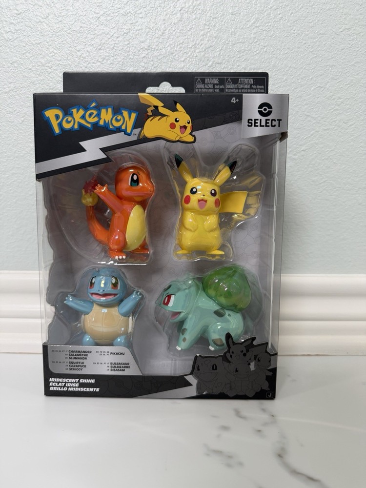 Pokemon Select Metallic 4-Pack Figure Set Pikachu Charmander Bulbasaur Squirtle