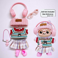 Handmade 15/17cm Doll Clothes Size Fits for LABUBU Pink 7 in 1 Clothing Set
