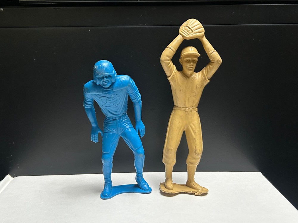 Vintage Marx Plastic Baseball Football Action Figures 60’s Lot of 2