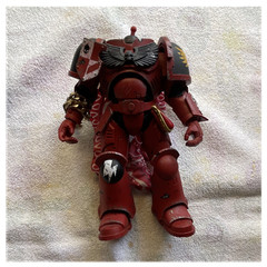 Warhammer 40K Space Marine Action Figure Red/Black/Gold w/ Sword & Helmet