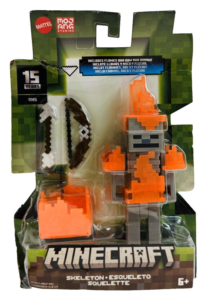 Minecraft 15 Years Skeleton with Flames, Bow & Arrow 3.5″ Figure 6C