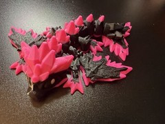 Articulated Baby Crystal Dragon Wyvern 5.5 inch Black Pink