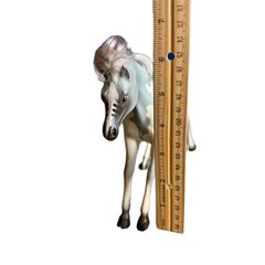 Grand Champion Grey White Pinto Horse Toy Figurine Brushable Mane Tail Horseshoe