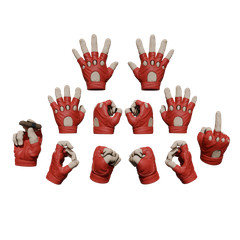 1/12 Scale Hands: Leather Gloved-Fingerless (Multiple Color Options)