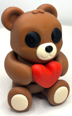Cute 3D Printed Flexible Teddy Bear with Heart “Honey” – Valentine’s Day Gift