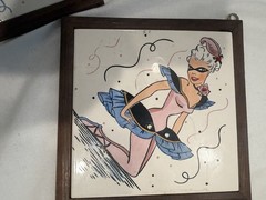 Vintage 1950s MCM Harlequin Ballet Dancer Art Tiles Lewis’s