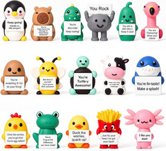 64 Pcs Mini Rubber You Rock Toys Set Mini Rock Figures Positive Gifts Desktop Or