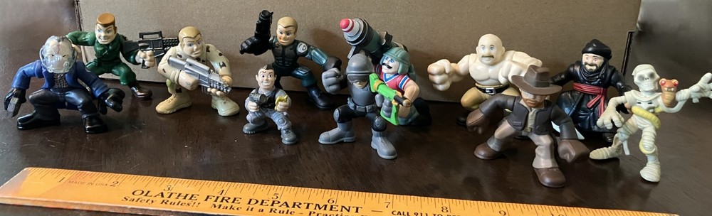 Indiana Jones Gi Joe Combat Adventure Heroes figures mechanic swordsman skeleton