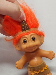 Vintage Russ Troll Doll Orange Hair Brown Skin Tribal Outfit