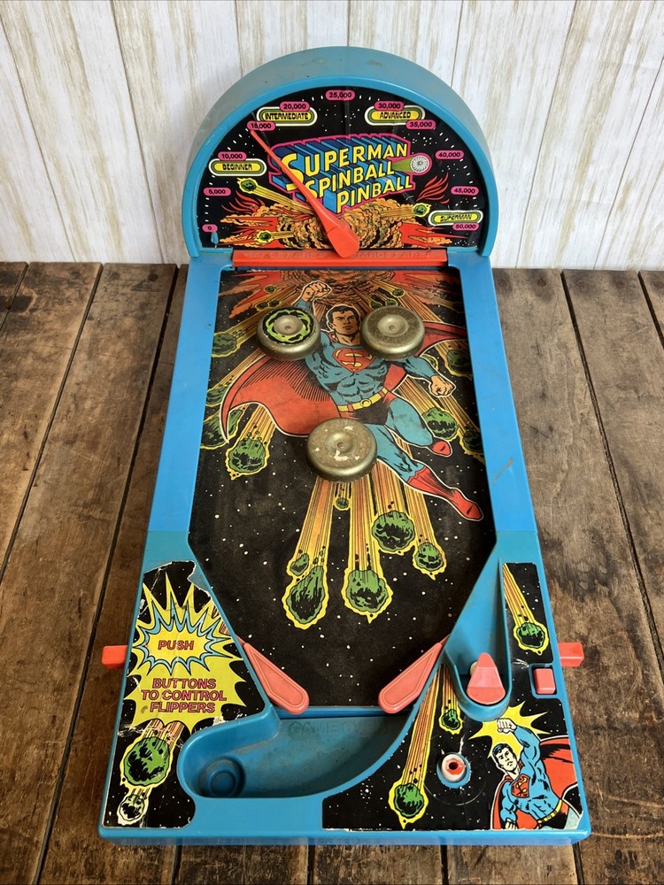 1978 Mattel SUPERMAN Spinball Pinball – Retro Tabletop Pinball Game