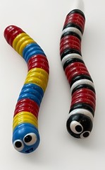 Bonkers Toys Slither.io Bendable Worms 2 Piece 2016 Black White Red & Blue/R/Y