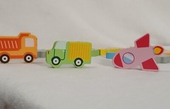 Wooden Pieces (11) Toddler Toys Yacht Truck Bus Car Plane Rocket Scooter Shapes