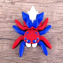 Patriotic Spider 3D Printed Articulated Flexi Fidget Toy Gift 2″ Red White Blue