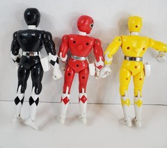 Vintage Power Rangers 1994 Red Yellow Black Kicking Action Karate Chop Lot