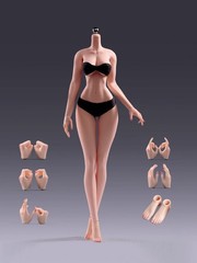 YM503 1/6 Large Breast Thin Waist Girl 12″ Female Action Figure Body Hands FooKB