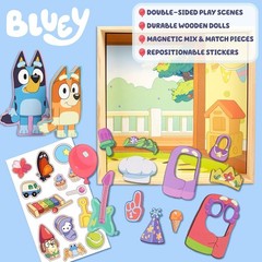 Bluey 18-Piece Playset – Wooden Magnetic Dolls for Engaging Playtime Adventures