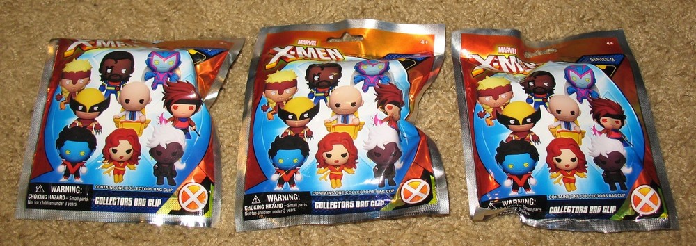 X-MEN: FIGURAL BAG CLIP LOT, 3 BAGS