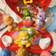 VTG 1983 Care Bears Care A Lot Playset Cloud Car Rainbow Roller Accessories WOW!
