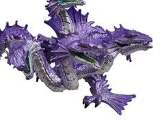 2 Safari Dragons: Brown Red Mountain & Hydra Silver Metallic Purple Mythical Lot