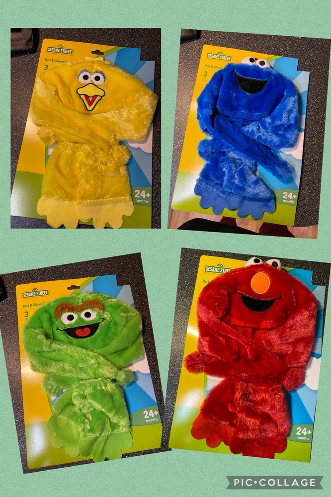 Sesame Street Lot Of 4 Sets- Hat& Gloves Sets-
