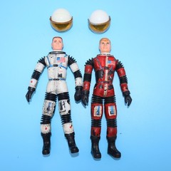 Mattel 1966 Major Matt Mason Man in Space Figure & Sgt Storm with Helmets VG+