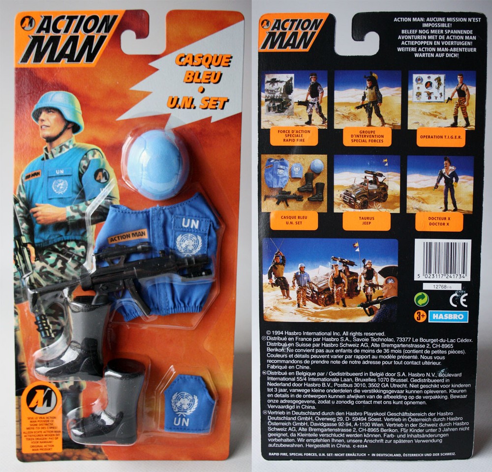 RARE VINTAGE 1994 ACTION MAN U.N. SET UNITED NATIONS OUTFIT HASBRO NEW SEALED !