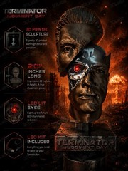 3D Printed Terminator T800 Like 20” Statue Lighted Eye And LED Kit w Remote New