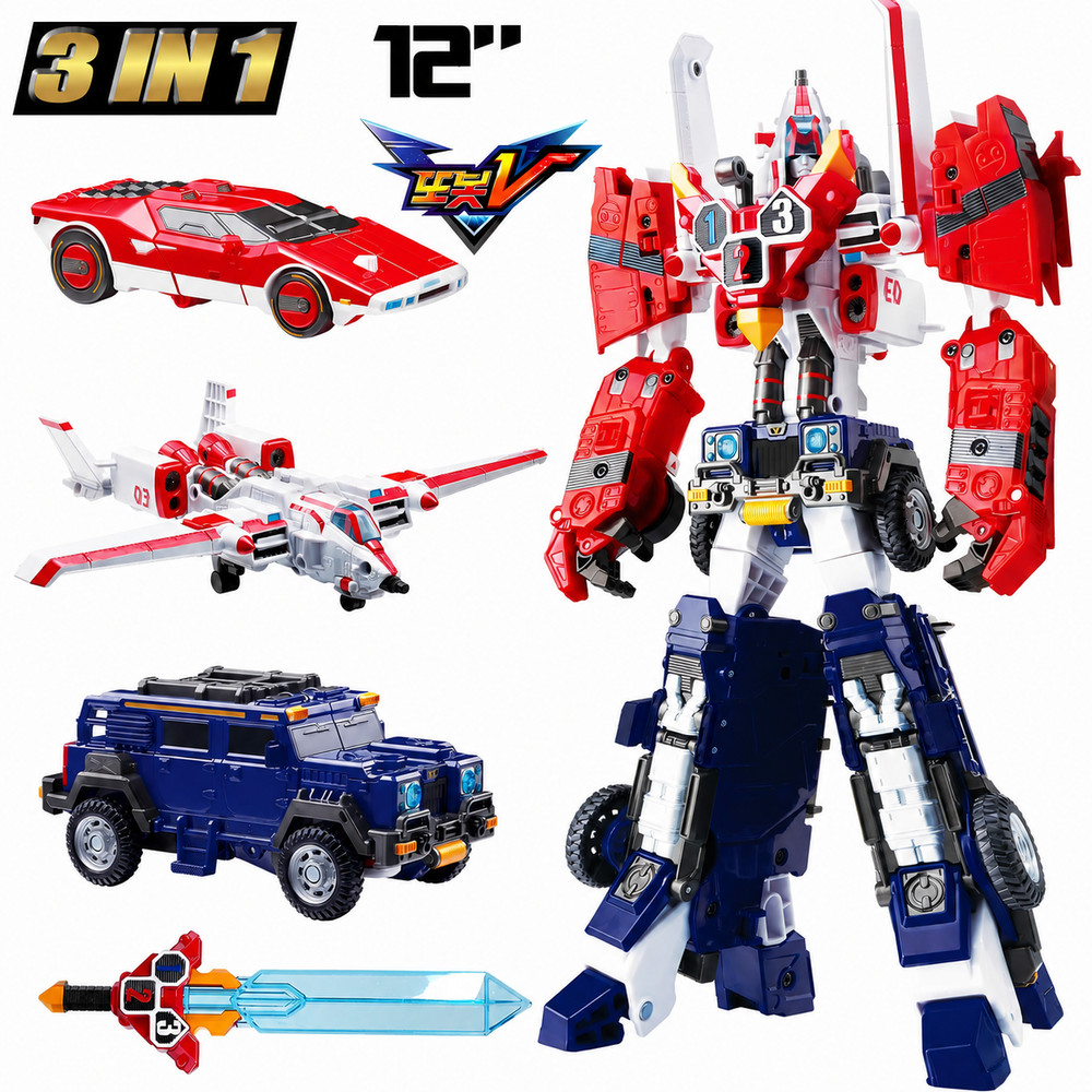 Tobot V Galaxy Detectives GD King Titan Figure 12″ Combiner Robot Toys Car Plane
