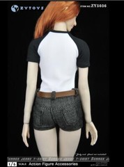 1/6 female graphic tee SHIELD Jeans short for 12″ figure phicen kumik ❶USA❶