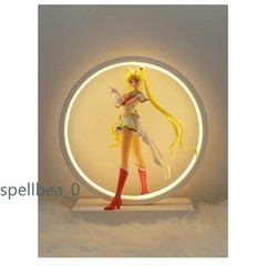 Sailor Moon PVC Figure Statue + Round LED Light Up Stand Night Lamp Xmas Gift BN