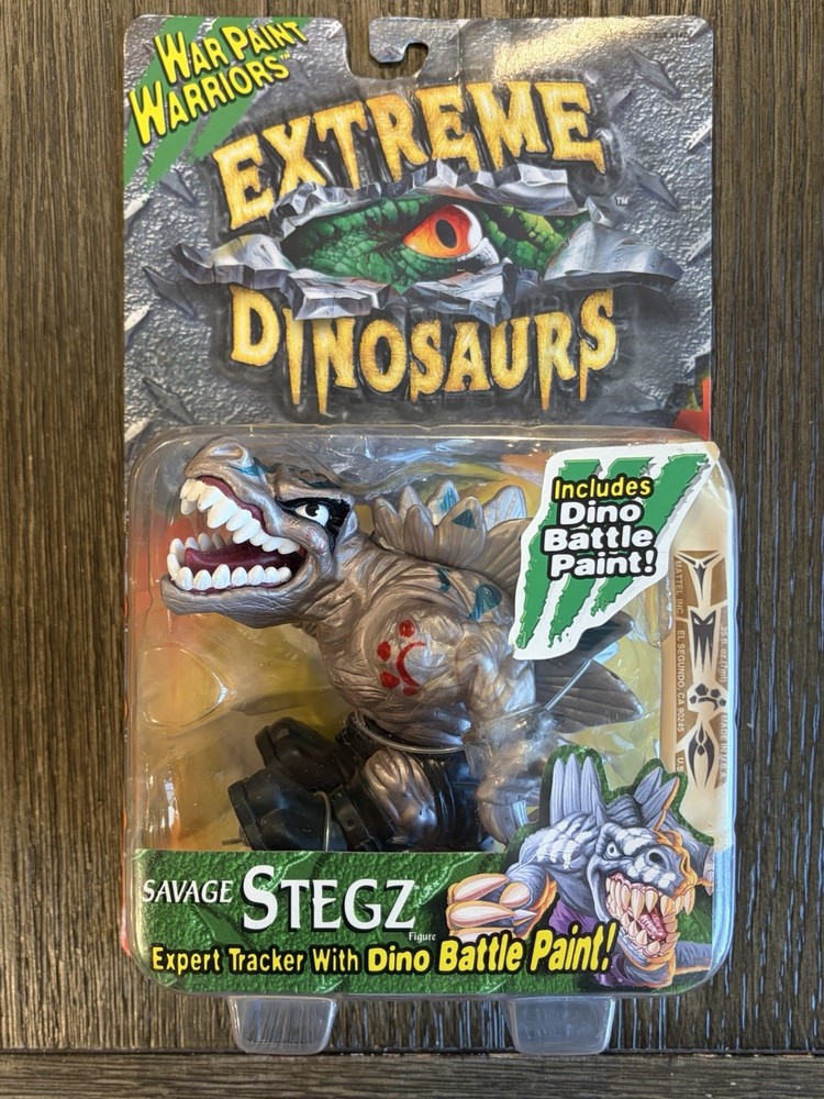 1997 Mattel Extreme Dinosaurs Savage STEGZ War Paint Warriors – New In Package!