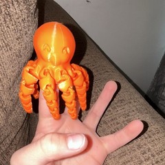 Fully Jointed Orange Articulated Octopus Plastic Figurine