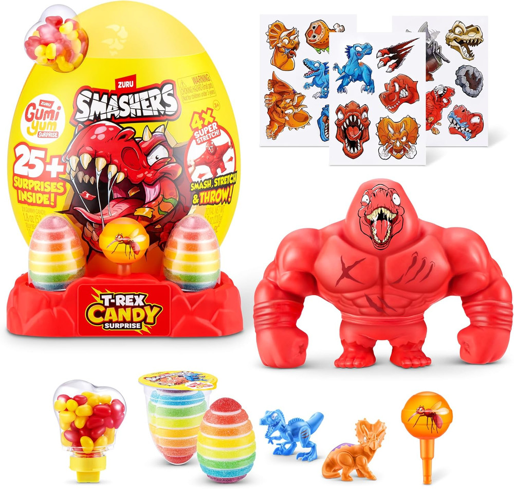 Smashers T-REX Candy Surprise by ZURU | 25+ Surprises to Smash Open; Slam Hero I