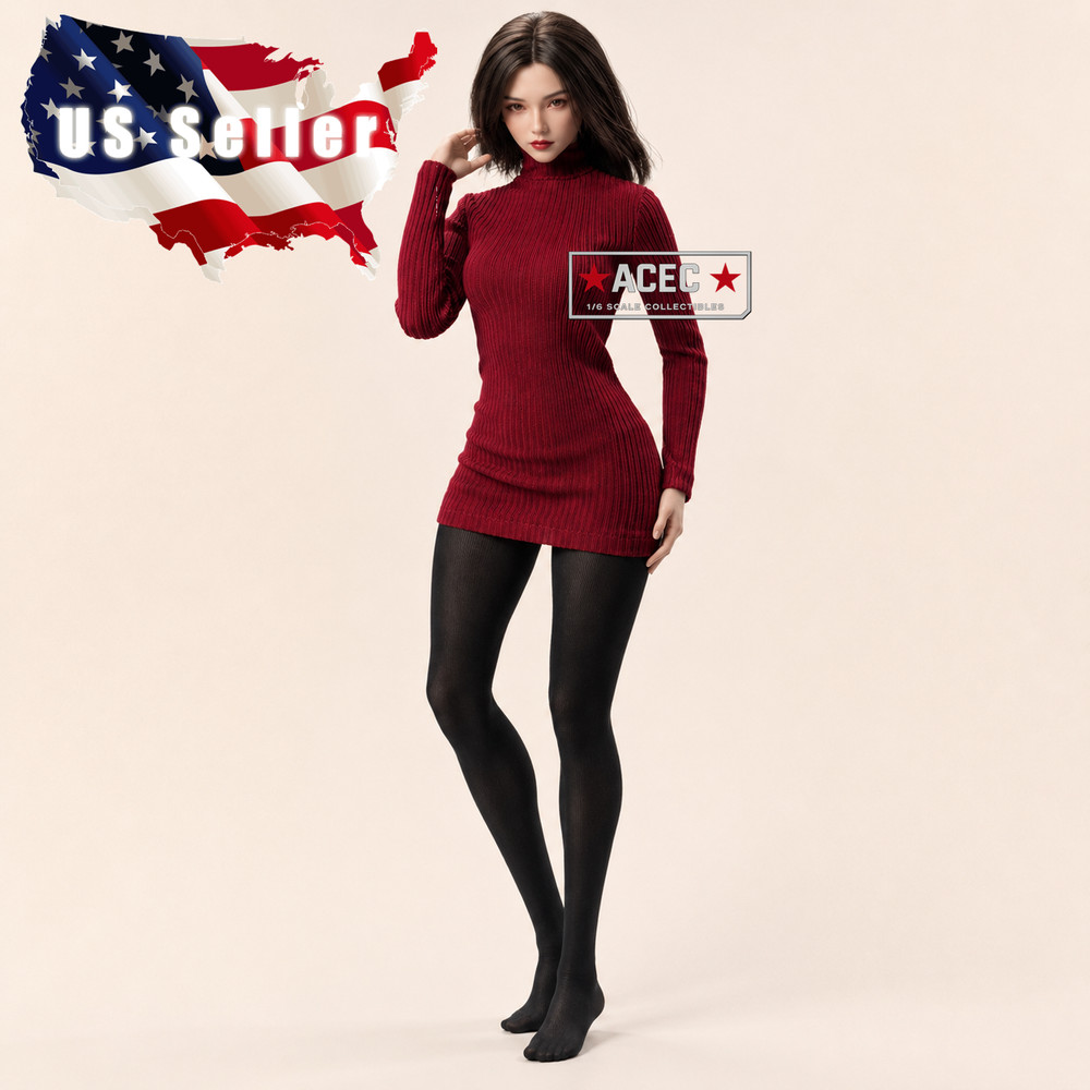 1/6 Ribbed Sweater Dress Tights Set For 12″ PHICEN WORLDBOX Curvy Female Figure