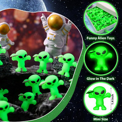 25 Pcs 50 Pcs Easter Mini Alien Figures Glow in the Dark Space Ship Tiny Little