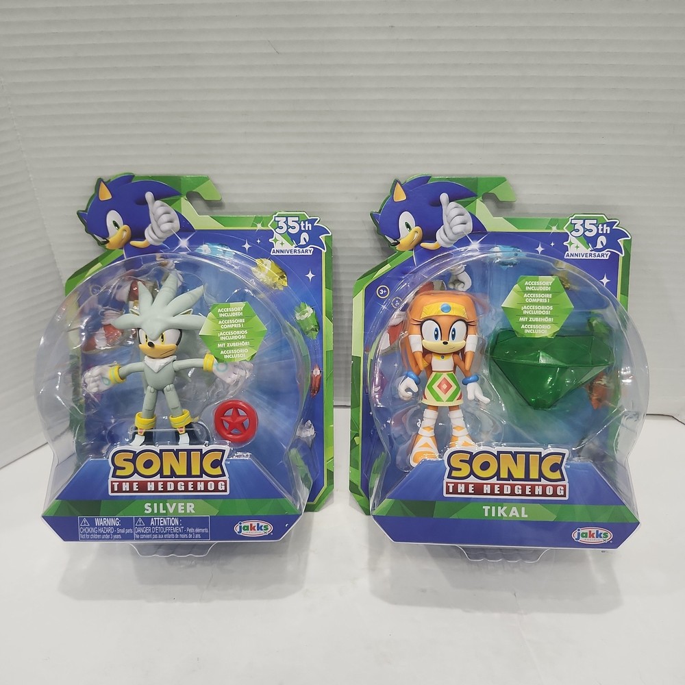 Jakks Pacific Sonic The Hedgehog 35th Anniversary Tikal And Silver 4″ Figures