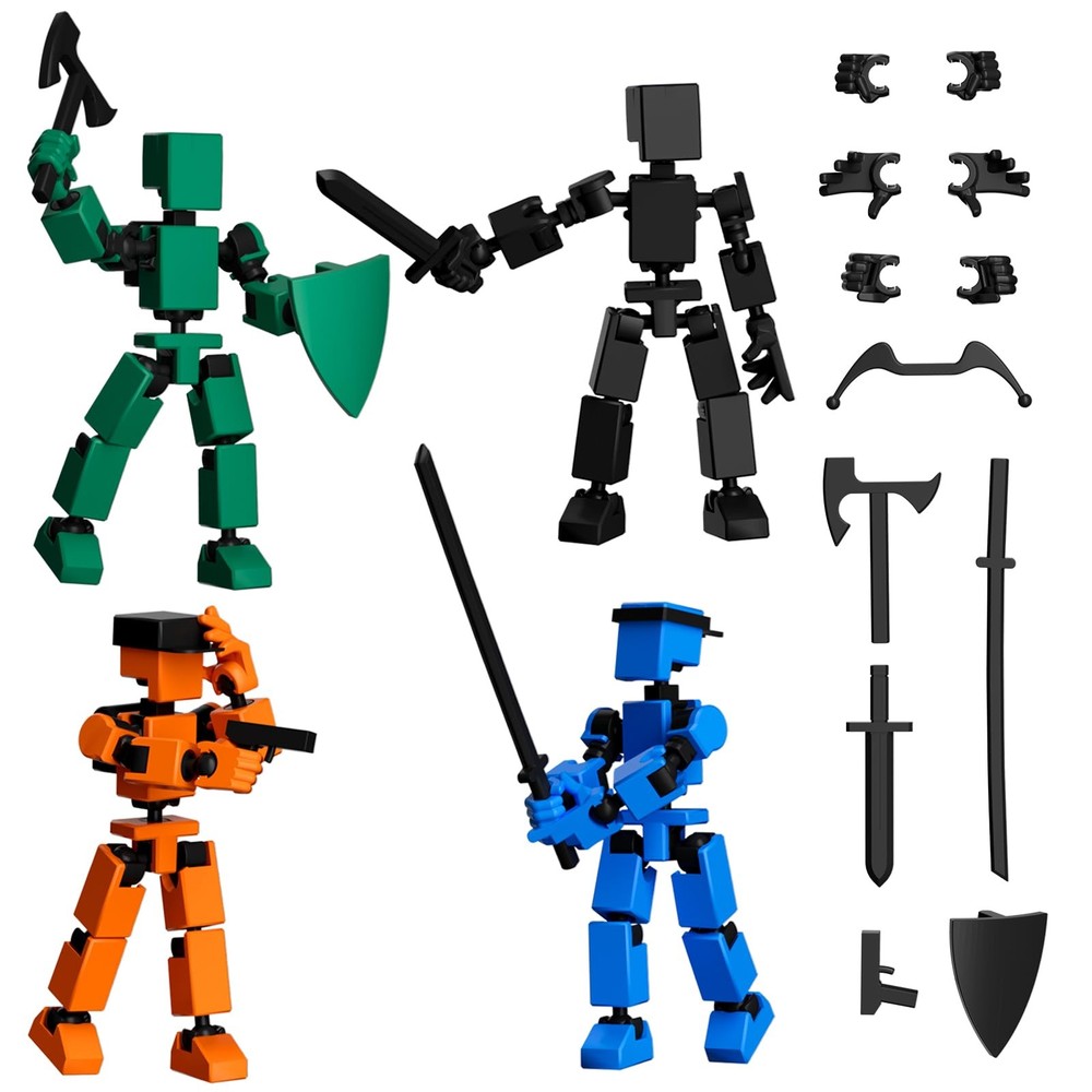 4PCS Mini Titan T-13 Action Figures Set, Assembly Completed Luck Dummy Robot 13