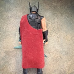 Thor Marvel Plastic/Fabric Action Figure Black Armor w/ Red Cape, Blue Sword