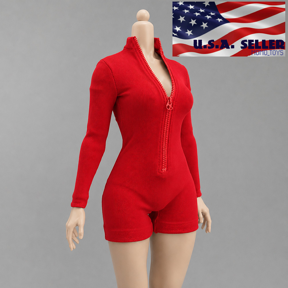 1/6 Zipped Bodysuit Jumpsuit Outfit For 12″ PHICEN Hot Toys Female Figure ❶USA❶
