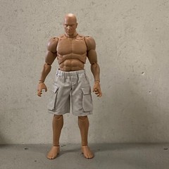 BE-CGS-WHT: 1/12 Beige Elastic Waist Cargo Shorts for 6″ Action Figure