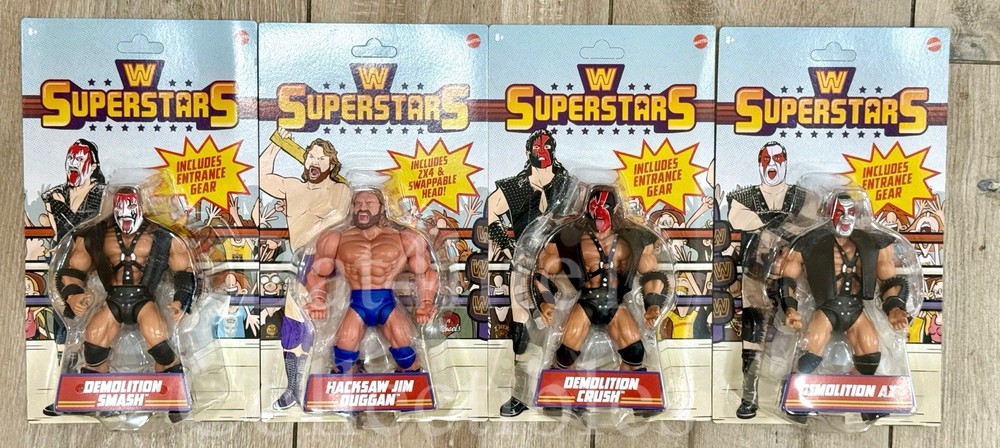 WWE Superstars Series 17 Demolition Ax Smash Crush & Hacksaw UNPUNCHED SET NEW!!