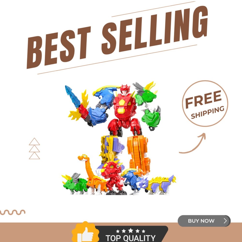 Educational 5-in-1 Dinosaur Robot Action Figures – Safe, Fun & Creative Play