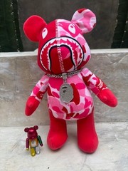 BAPE x BEARBRICK 400% Camo Plush Doll (with chain) – Pink / Blue / Green