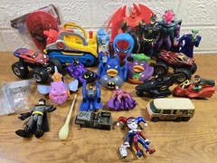 24 Pc. SUPERHERO (MARVEL & DC) Mixed Toy Lot, Plastic-Metal-Diecast, Preowned