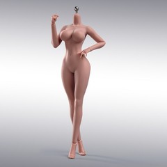 T305 1/12 Female Body Flexible Seamless silicone Pale Suntan details 12″ Figure