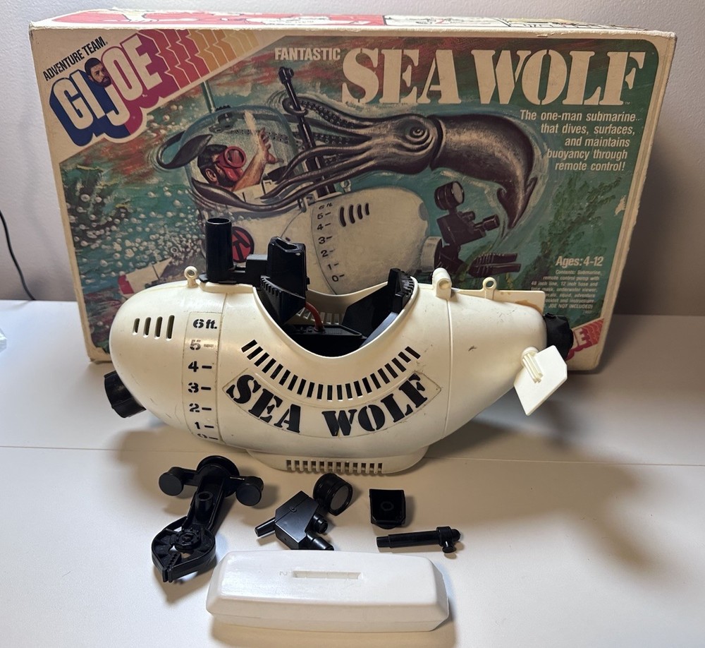 1975 GI Joe SEA WOLF Submarine w/ Box 7460 Adventure Team Vintage Hasbro Parts