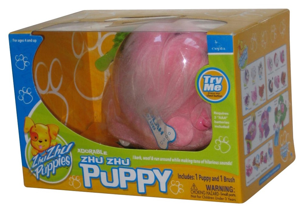 Zhu Zhu Pets Puppies Cepia (2010) Dog Loohlah Pink Kids Toy w/ Brush