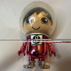 Pink Astronaut Plastic Figure w/ Clear Helmet & Jetpack, Silver/Beige/Black
